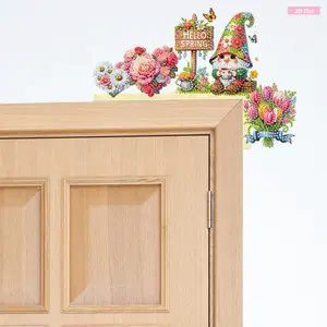 2D Flat Pattern Christmas Door Frame Decorations Handmade Holiday Decorations DIY Diamond Painting Ornaments Kit for Indoor Outdoor Wall