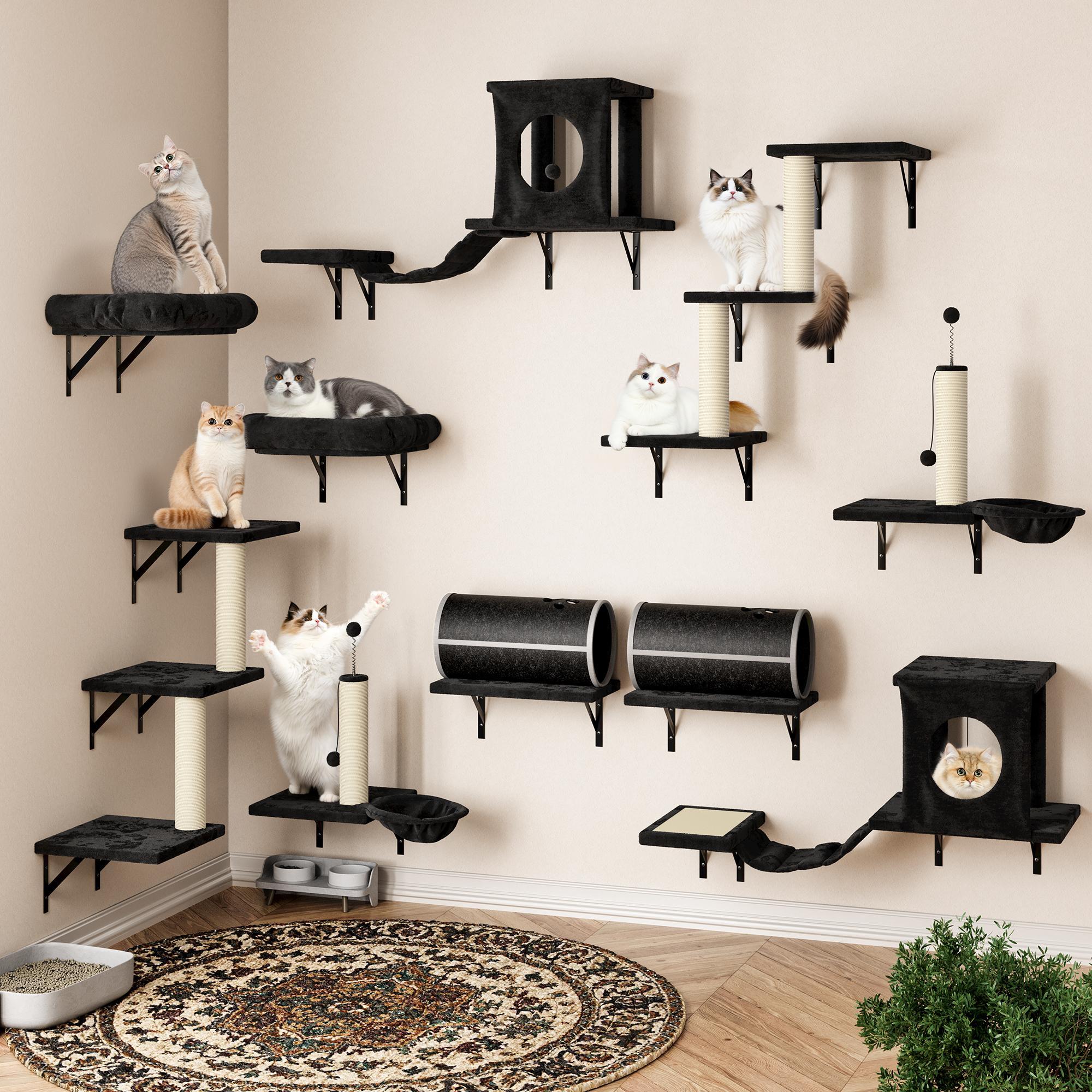 14-in-1 Wall-Mounted Cat Shelves Set – Space-Saving Climbing Fun for Cats ,Summervibes