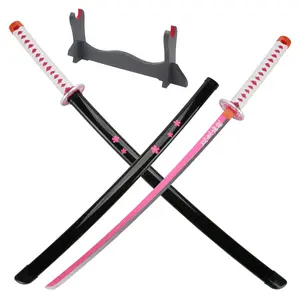 ELERVINO Real Demon Slayer Cosplay Sword Kanao Kanawo 41 inches with Wooden Holder Stand Display Anime Fans for Halloween Role Playing Props Cosplay Collection Decoration Christmas Gift Birthday New Year