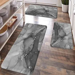 [Popular Choice]1PC, room decoration, bathroom decoration, bathroom floor mat, bathroom anti-slip mat, kitchen floor mat, gray marble pattern floor mat, simple and luxurious theme decoration, soft and comfortable surface, reducing fatigue.