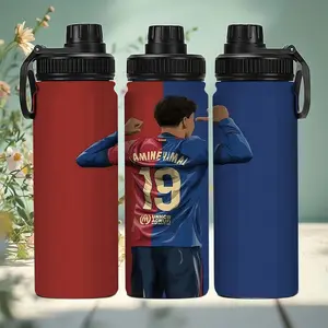 1pc 20oz Barcelona Yamal No.19 Stainless Steel Insulated Cup with Lid,Dual-Layer Vacuum Sealed, Vacuum Insulated Flask, Essential for Match Days, Leak-Proof Durable Bottle,Valentine's Day Gift, Reusable, Holiday Gift, Travel Drinking Set