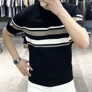 Men's Luxury Striped Linen Shirt – Korean Style Short Sleeve Casual Summer Button-Up