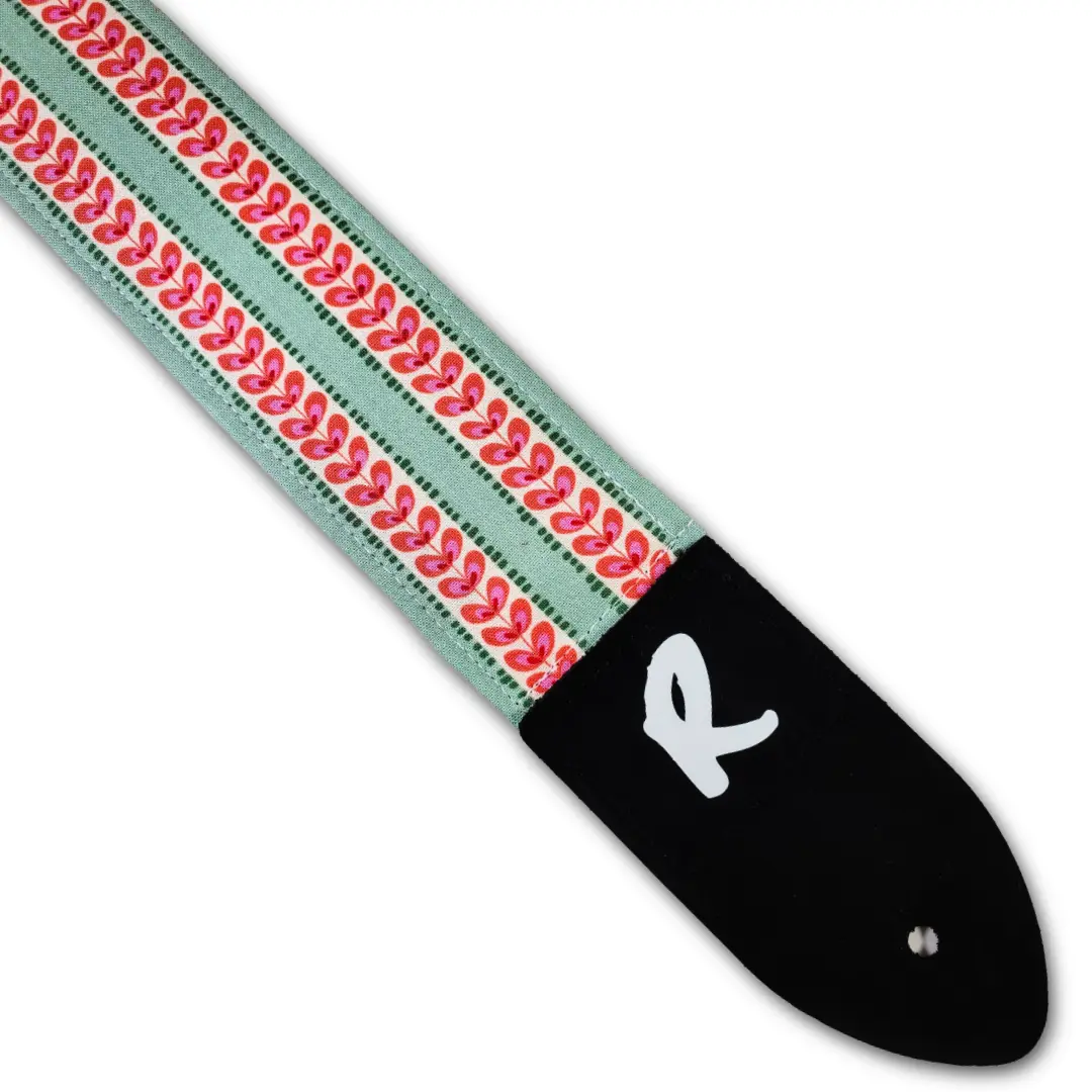 Scandinavian Folk Guitar Strap - Green Red Folk Guitar Strap-Double Padded Comfortable Handmade Guitar Strap