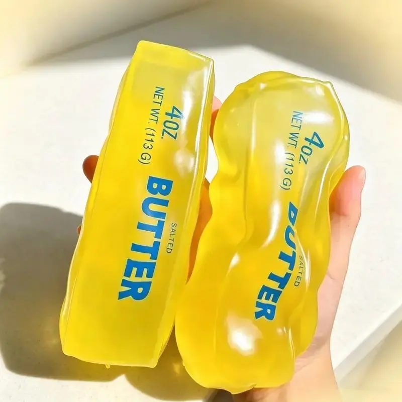 Clear Butter Squishy Squeeze Toy, Soft Slow Rebound Fidget Toy, Novelty Butter Shape Stress Relief Sensory Toy, Portable Decompression Hand Squeeze Toy