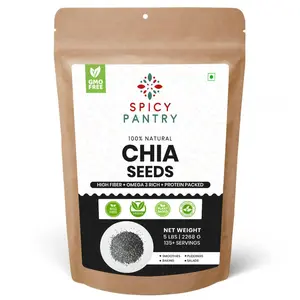 Spicy Pantry Chia Seeds, Whole Black Chia Seeds for Smoothies, Baking, Puddings & Toppings, Non-GMO Pantry Staple
