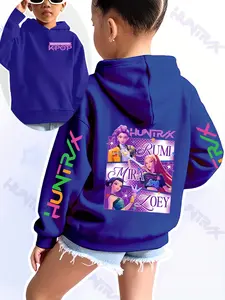 Girls Kpop Demon Hunters Korean Fashion Graphic Casual Hoodie, Spring & Fall Comfortable Sweatshirt, Creative Anime Print, Christmas Gift, Daily Wear