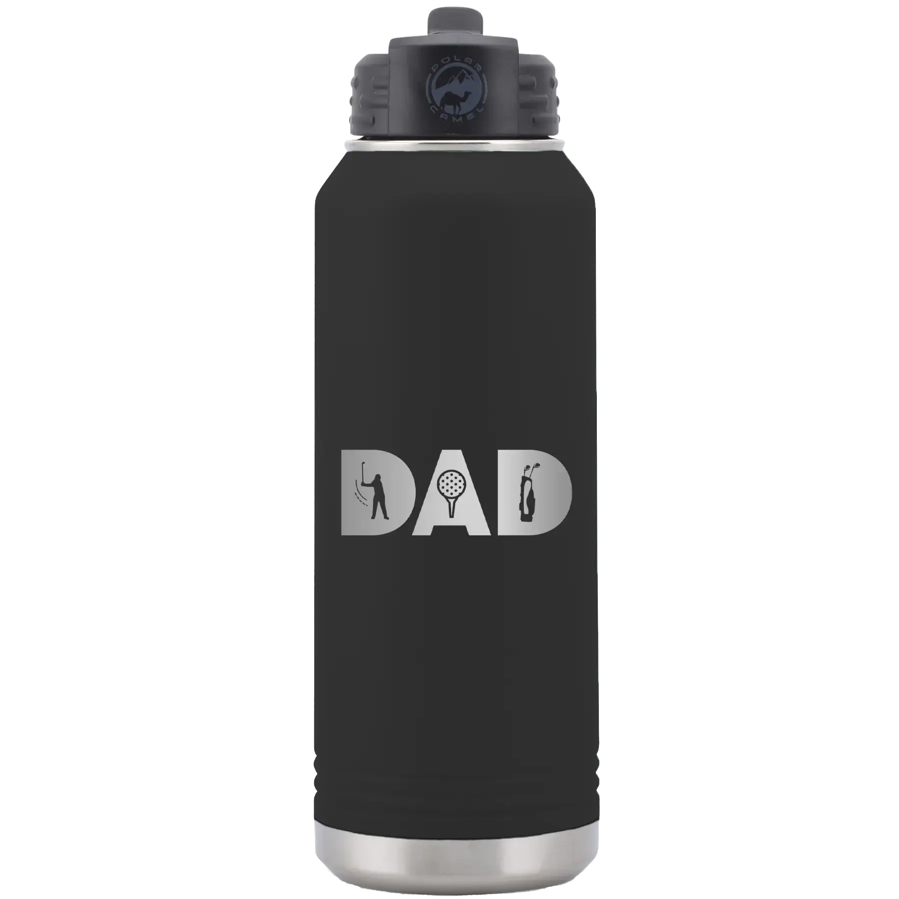 Personalized Dad Golf 32 oz Water Bottle - Black