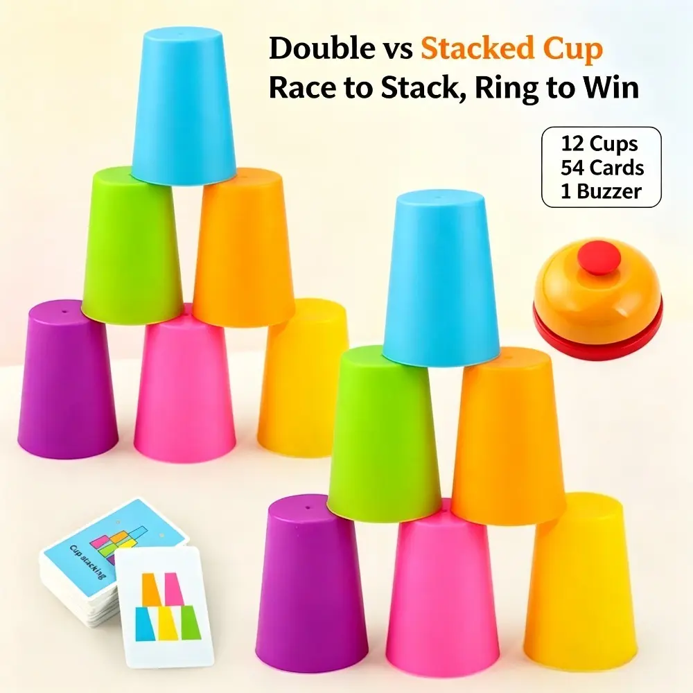 Racing Stacking Cup Game for Kids - Fast-Paced Interactive Game with Nestable Storage, Promotes Hand-Eye Coordination, Compact for Travel & Parties