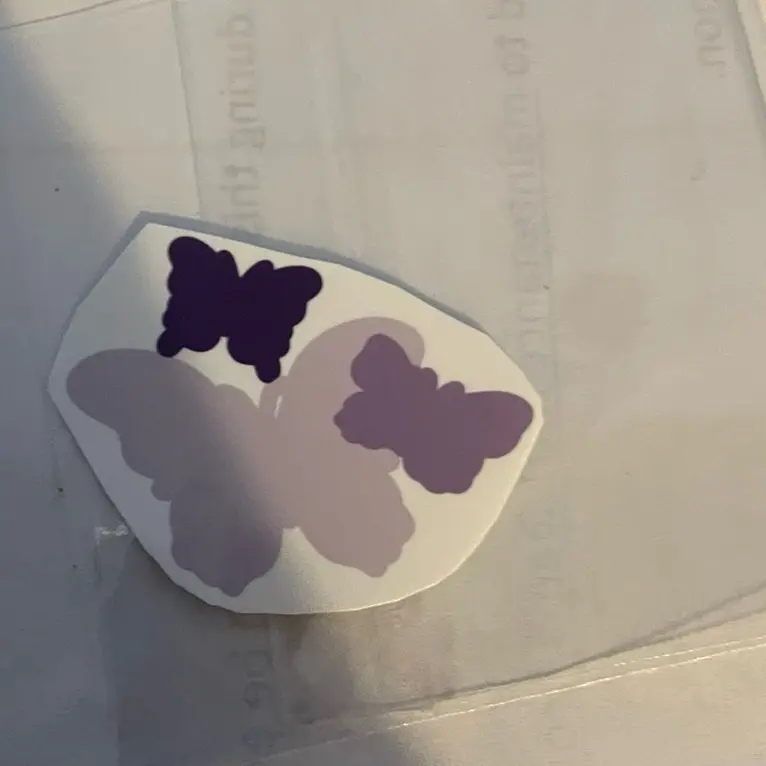 Three Purple Butterflies Sticker on Printable Vinyl for Office Stationery & Supplies