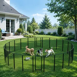【Heavy Duty】Yaheetech Dog Playpen 6/8/12/16 Panels Metal Pet Playpen, Outdoor Indoor Dog Exercise Barrier Fence, 24/32/40/47 inch