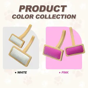 BOOMHOME Bestselling Beech Wood Stainless Steel Pet Slicker Brush Hair Remover for Cats Dogs Portable Grooming Home Use US BM58250003-4
