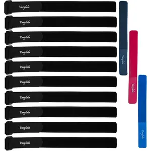 10 Pcs Versatile Hook and Loop Securing Straps Tie downs Fastening Stabilizer Straps (1"x24") – (Black)