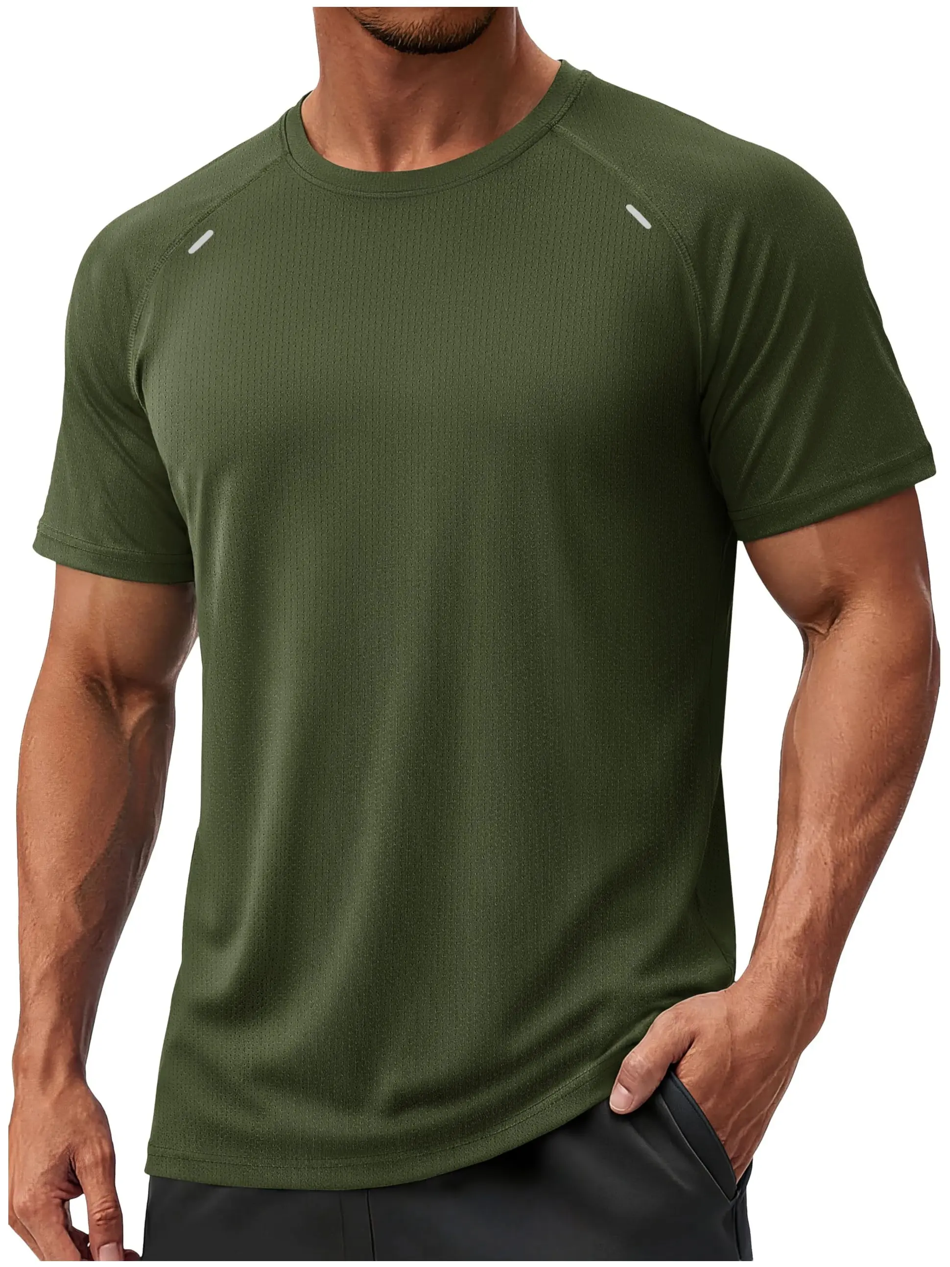 Men's Dry Fit Shirts Mesh Short Sleeve Athletic Lightweight Workout Performance Hiking Shirt