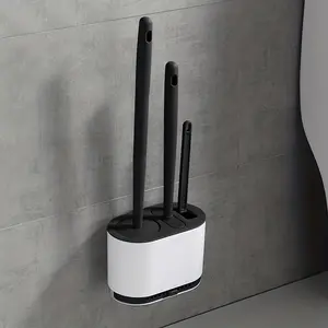 [Silicone Toilet Brush] No-Slip Silicone 1pc Toilet Brush Set |   Long Handle and Soft Bristles for Easy and Quick Cleaning