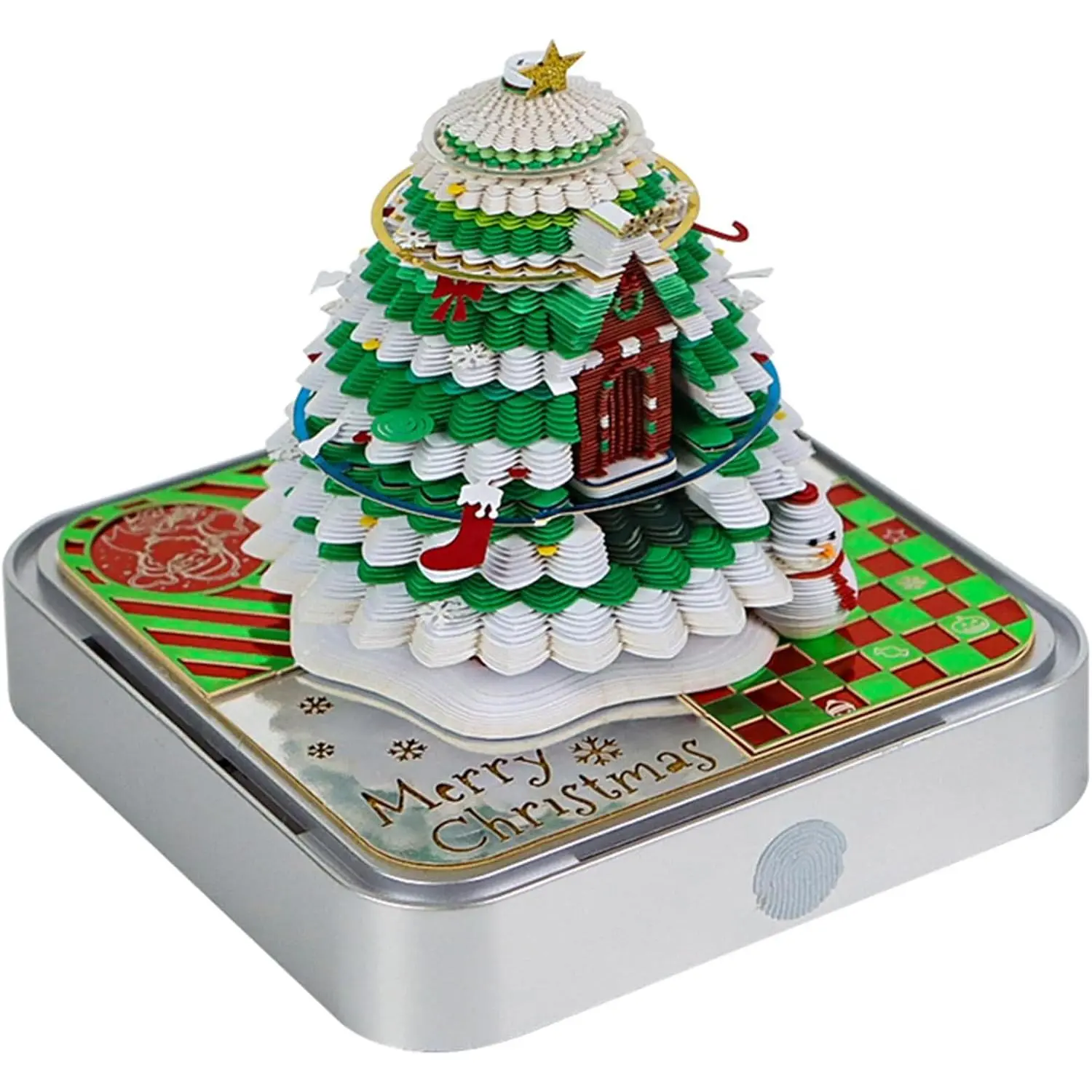 Time  Calendar 2025,  Memo Pads Paper Desk Calendar with LED Light,   Digital Calendar, Creative Carving  Desktop Decoration, Christmas