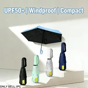 Mini travel umbrella, equipped with wrist strap handle, with black coating design, with sun protection and windproof functions, is very suitable for all weather conditions, suitable for both men and women, Windproof folding umbrella