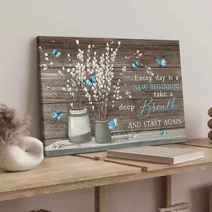 Wooden Frame Canvas Poster, Inspirational Floral Butterfly Art, Modern Art Design, Modern Wall Decor, Affordable Home Decoration, Ideal Gift Idea