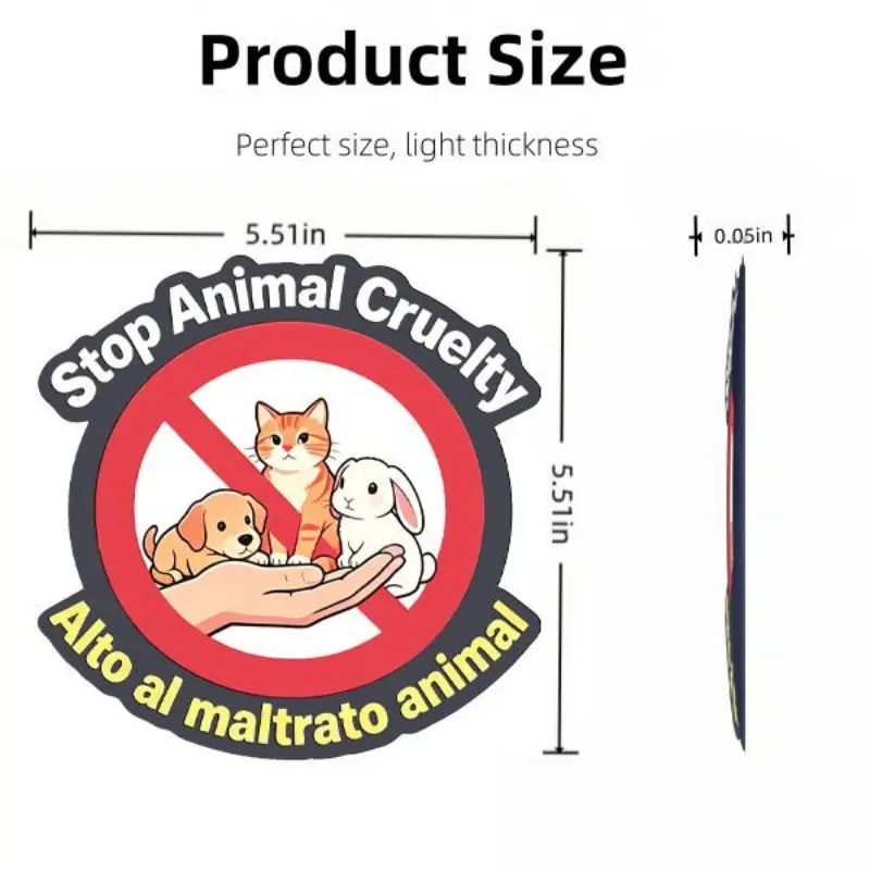 Stop Animal Cruelty Removable Magnetic Car Stickers - Bilingual English-Spanish Inspirational Slogan, Universal Fit, All Seasons, Waterproof UV-Resistant Vinyl, No Residue Exterior Decoration, Long-Lasting Automotive Accessory, Removable Magnetic Decals,
