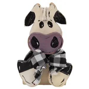 Bradley the Black & White Cow Rustic Wooden Decoration | 4" x 7.75" | The Painted Attic