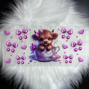 UV DTF Wrap- Highland Cow Teacup #1