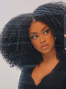 Short Afro Bomb V Part Wigs for Women, Kinky Curly Wigs, Synthetic Gorgeous Shoulder-Length Wig without Bangs, Perfect for Beginners Daily Wear &Party Use.