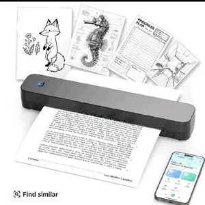 Portable Printer Wireless For Travel Thermal Printer Inkless Small Compact Support Folding Paper Rolling Tattoo Paper Work With Laptop Phone And Pad