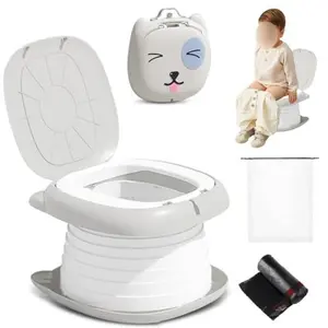 Upgraded Potty Trainer  Foldable Portable Travel Potty Seat for Indoor Outdoor Camping, Pink| Includes Garbage Bags| Potty Essentials