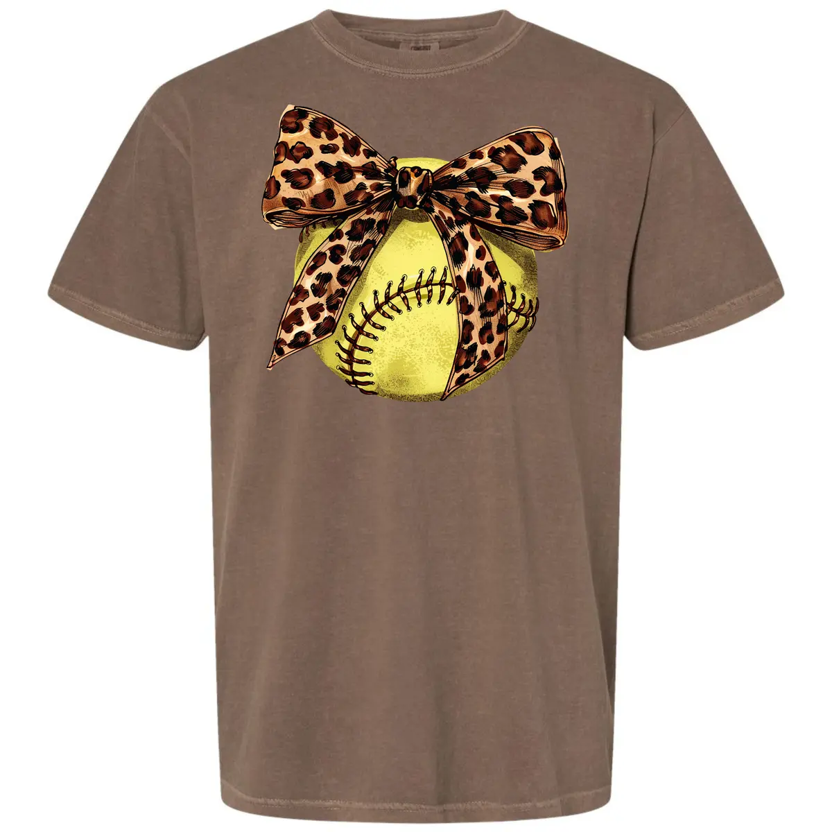 Softball Leopard Bow Comfort Colors T-Shirt 'NLB'