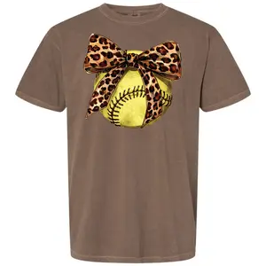 Softball Leopard Bow Comfort Colors T-Shirt 'NLB'