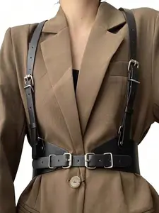 1pc Women's Fashion Punk Style Wide Belt with Adjustable Straps, Versatile Shoulder Strap Cincher for Trendy Casual Dress Belt, Vintage Belt