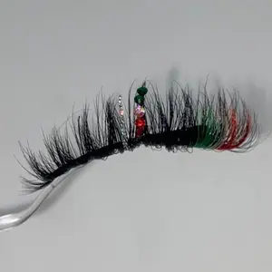 Mexico Color Themed Eyelashes with Glitter  & Rhinestones for Flawless Eye Makeup Cosmetic wispy striplashes