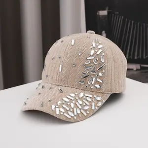 Adjustable Velvet Baseball Cap with Rhinestone Embellishments – Lightweight, Breathable, One Size Fits Most, Perfect for Outdoor Activities and Everyday Fashion, Adjustable Baseball Cap |       Rhinestone Embellished Cap |       Velvet Fabric Cap, Basebal