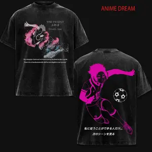 Sae Itoshi Blue Lock Anime Double Printed Vintage Washed Tee Unisex Oversize Anime Manga Washed Heavyweight Cotton T-shirt