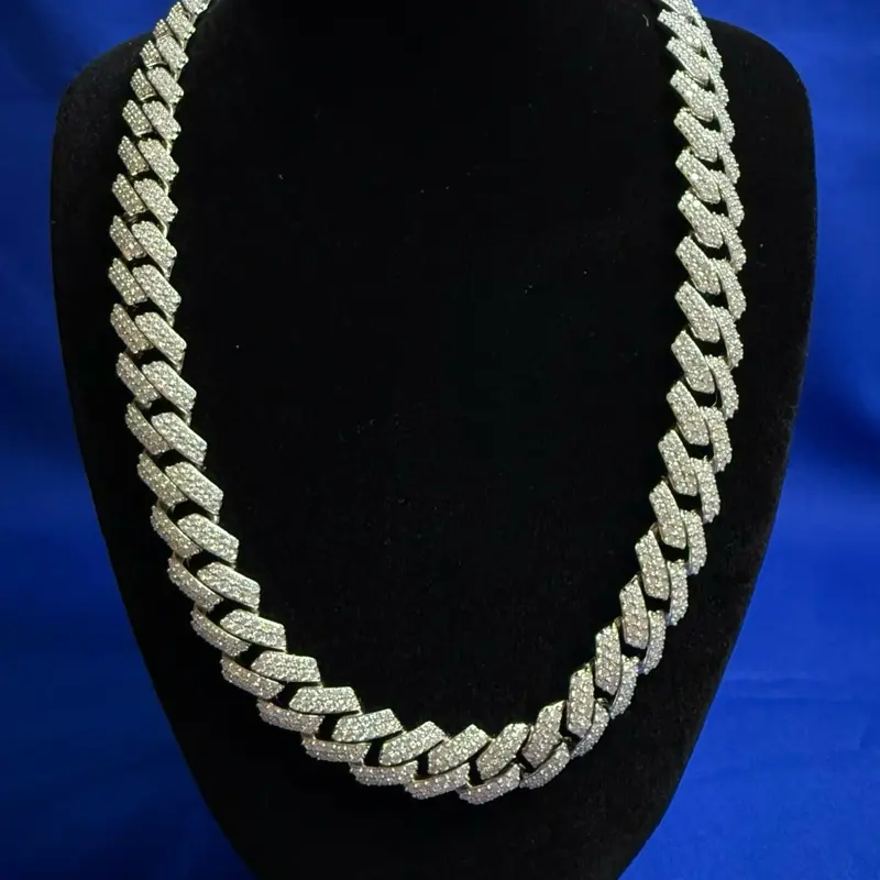Silver Moissanite Cuban-Link Necklace