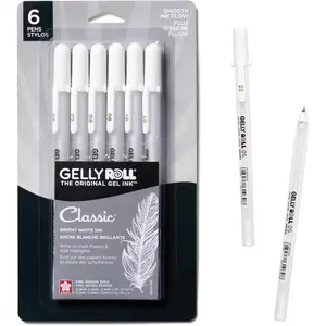 Gelly Roll Gel Pens - Fine, Medium & Bold Tip Ink Pens for Journaling, Art, or Drawing - Classic White Ink - 05/08/10 Assorted Tip Sizes - 6 Pack