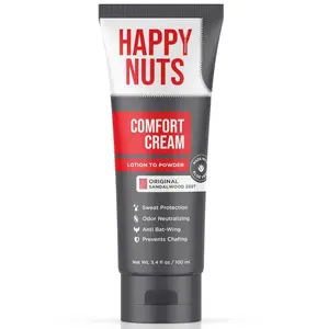 HAPPY NUTS Comfort Cream Deodorant For Men: Anti-Chafing Sweat Defense, Odor Control, Aluminum-Free, Travel Essential, Mens Deodorant & Hygiene Products for Men's Private Parts 3.4 Fl Oz - Original