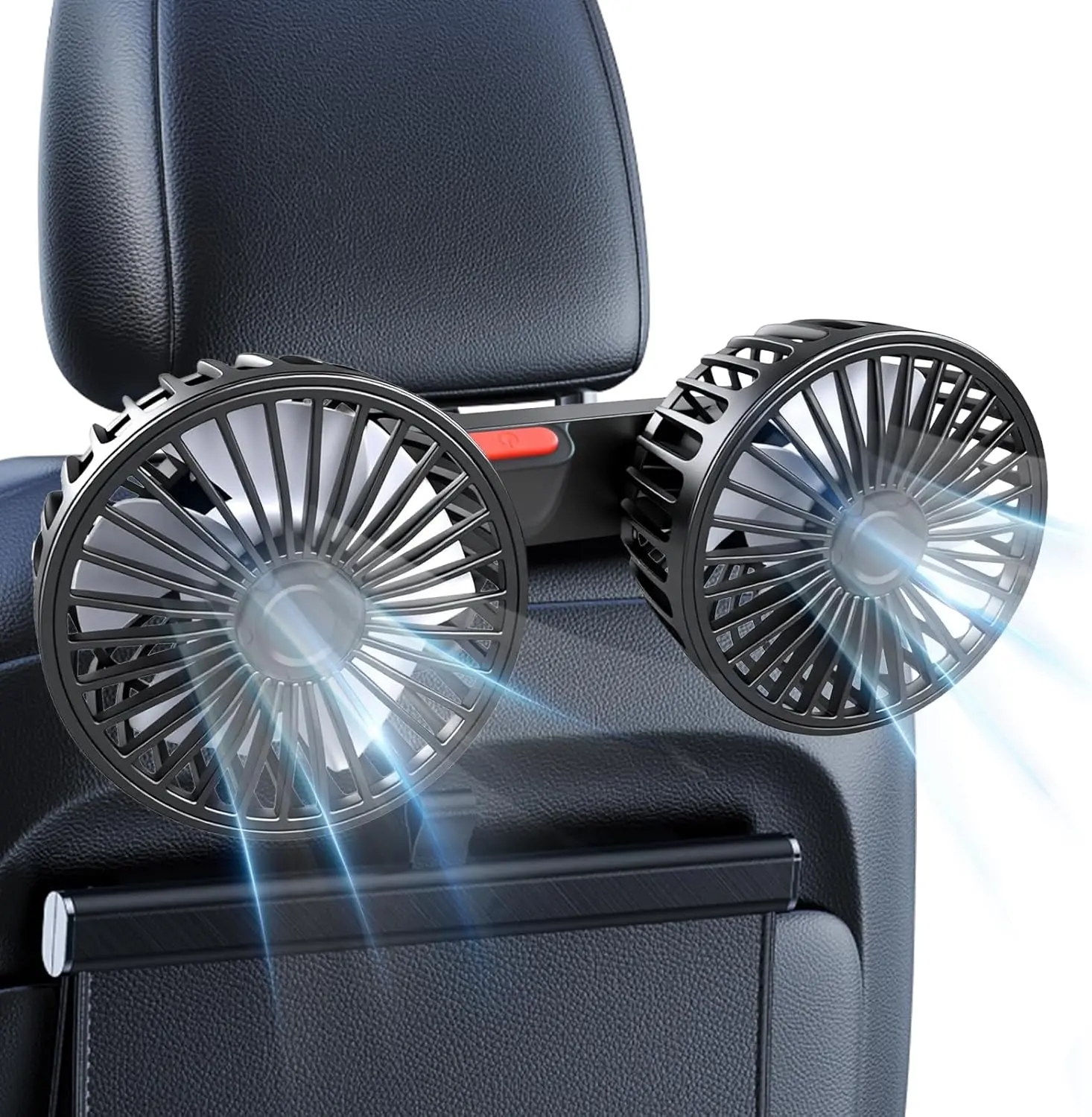 USB Car Cooling Fans for Backseat, Dual Head Car Fan for Kids, 360 Rotatable Headrest Fans, 3-Speed, Ultra-Quiet, 5V Powerful Electric Air Circulation Fan for SUV Truck Sedan