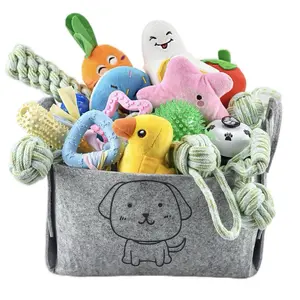 24 Pack Puppy Chew Toys, Dog Teething Toys with Storage Bin, Dog Rope Toys and Squeaky Toys for Boredom, Interactive Dog Toys for Small & Medium Breeds Training Plush dog toys