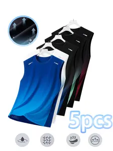 5-Pack Gradient Cooling Quick-Dry Men’s Sleeveless Sports Tank Tops — Breathable, Sweat-Wicking, for Fitness Training