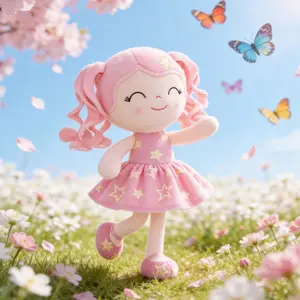 Gloveleya Spring gift Plush Doll Soft Baby Girl Dolls with Curly Hair in Star Dress, Cute Stuffed Cuddle Doll Toy, Perfect Birthday & Easter Gift for Girls Ages 0-6, Nursery & Preschool Playtime Companion, 12 Inch