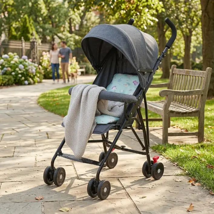 Convenient baby strollers – lightweight, with compact folding, multiple reclining positions, and a sunshade – umbrella-style travel strollers and more, grey.