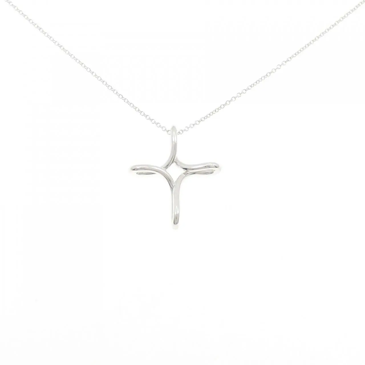 Pre-owned Tiffany & Co. Sterling Silver 925 (Ag925) Small Leather Goods Tiffany Infinity Cross 925 Silver Necklace