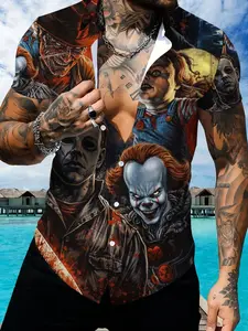 Men's Horror Movie Character Print Short Sleeve Shirt
