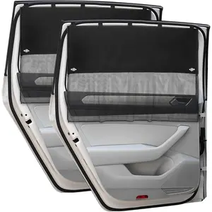 Car Window Shades, 2 Pcs Half Blackout & Half See-Through Magnetic Sun Shade for Rear Window Covers with Fixed Suction Cups,Car Curtains for Baby Sun/Heat/UV Protection