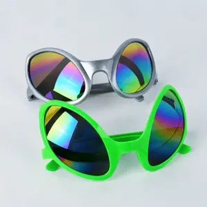 Funny Silver Green Colorful Alien Glasses Decoration