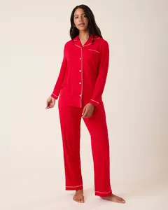 Clea Bamboo Long Sleeve Pajama Set | Red