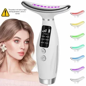 Electric Neck & Face Massager, 7 Color LED Light, Heating, Firming, Facial Skin Care Tool, Wrinkle Remover, Face Lifting Device