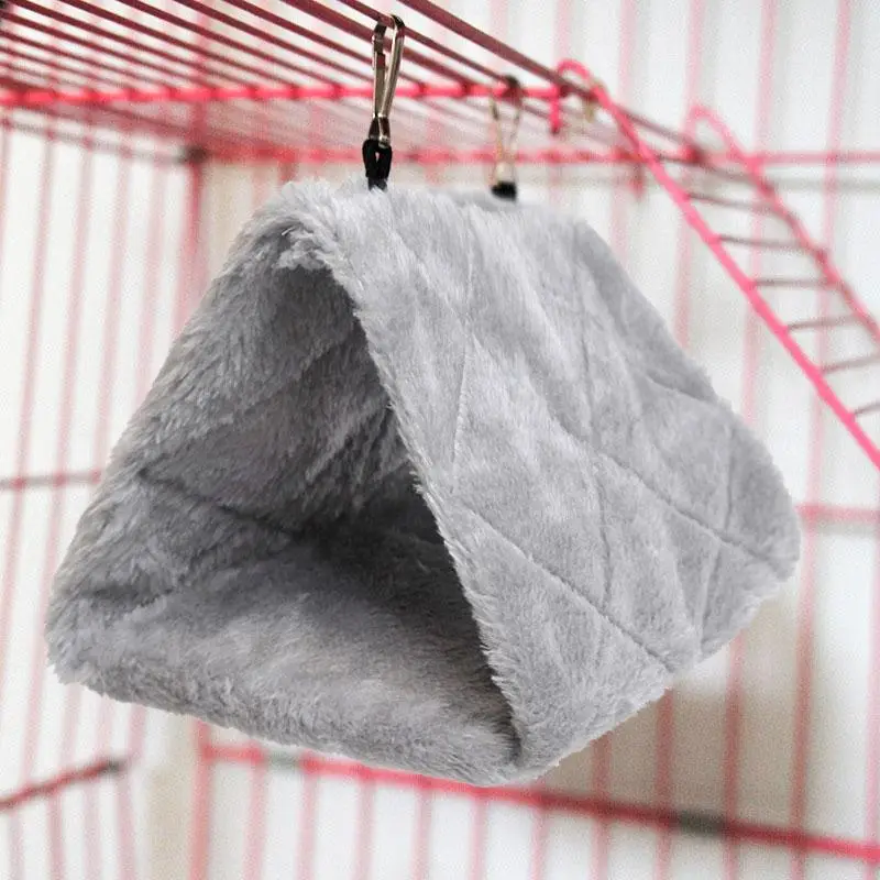 Multi-use Parrot Bed, Triangle Shape Plush Parrot Bird Hammock, Parrot Swing, Hanging Cage for Small Bird, Toy Hut Hammock Tent, Bird House Snuggle Hu