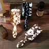 Cow Spot Pattern Anti Tangle Detangler Hairbrush for Girls - Large ABS Air Cushion Paddle Comb, Brown & White Design, Nylon Bristles for Gentle Brushing, Scalp Massage & Hair Styling on Normal Hair