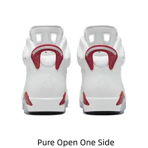 Clean Sharp Daily Functional Travel Sports Shoes Constructed By Frost White Split Three-dimensional Shoe Shape With Speckled Red Grain Layered Midsole And Black Toe Cap